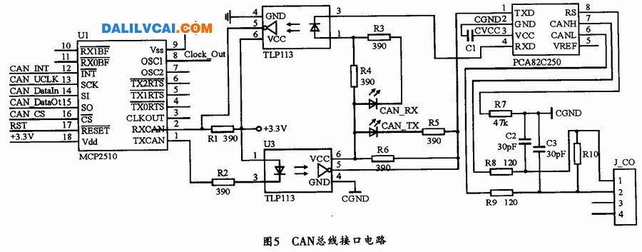 CANopen總線結(jié)口電路圖