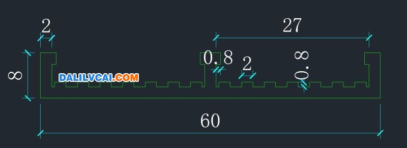 60*8的槽型鋁材截面圖