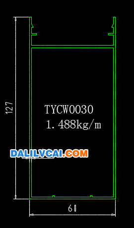 127mm*61mm鋁材截面圖