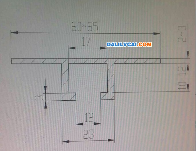 60~65mm寬所示的鋁型材