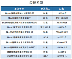 佛山人社局公布的第三批欠薪企業(yè)名單