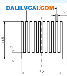 45mm寬的梳形散熱器鋁材截面圖