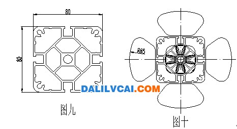 工業(yè)流水線鋁型材結(jié)構(gòu)件截面圖及模具設(shè)計(jì)方案