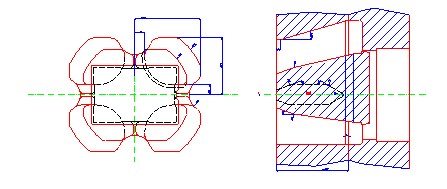 新的HyperXtrude對(duì)幕墻立柱鋁型材模具結(jié)構(gòu)圖