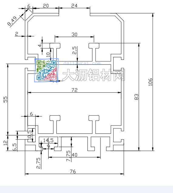 鋁型材CAD尺寸圖