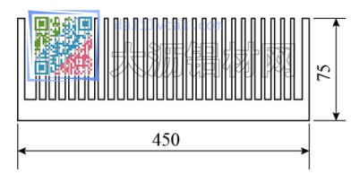 450mm*75的梳形散熱器鋁材截面圖