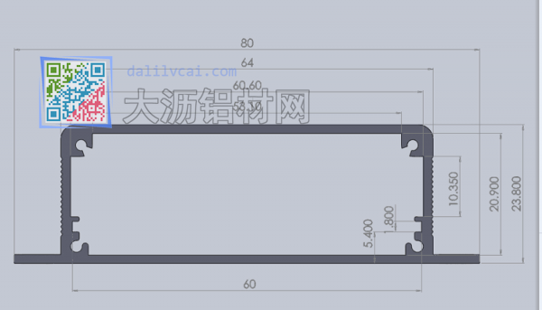 80mm*24mm散熱鋁外殼型材截面圖