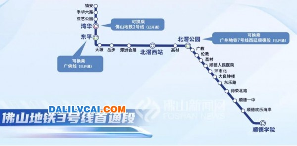 佛山地鐵3號(hào)線首通段線路圖