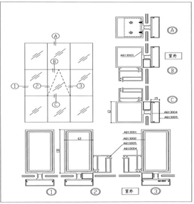 構(gòu)建式明框玻璃鋁合金幕墻節(jié)點圖