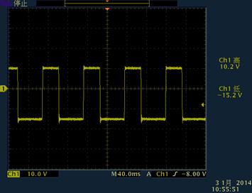 不對(duì)稱(chēng)交流方波，正頻率15Hz，有效值10V，負(fù)頻率10Hz，有效值15V