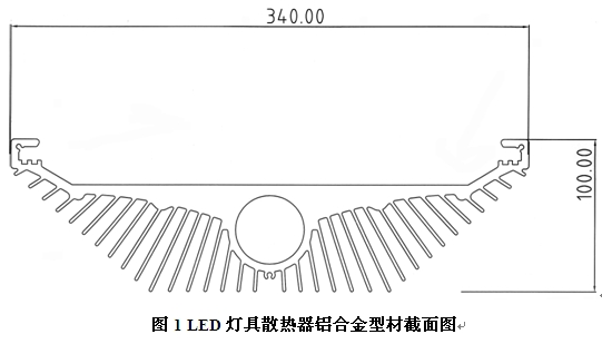 LED燈具散熱器鋁合金型材截面圖